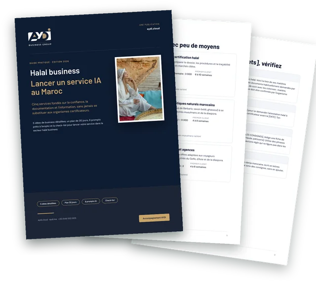 Couverture et pages intérieures du guide Halal business 2026