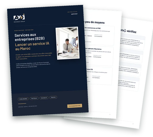 Couverture et pages intérieures du guide Services aux entreprises (B2B) 2026